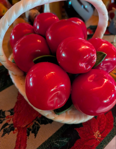 lot 526 image: Decorative Red Apple Ornaments in White Ceramic Basket