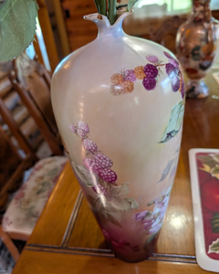 lot 529 image: Hand-Painted Porcelain Vase with Raspberry and Floral Design