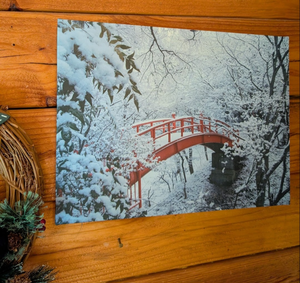 lot 533 image: Winter Scene Canvas Print and Christmas Wreath Set