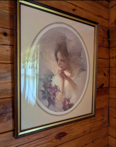 lot 544 image: Oval Framed Romantic Portrait Print in Gold Frame approx 22x34