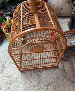 lot 553 image: Handcrafted Bamboo Bird Cage with Decorative Dome Design