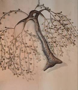 lot 581 image: Decorative Metal Willow Tree Wall Art with Gold Berries approx 24 inches wide