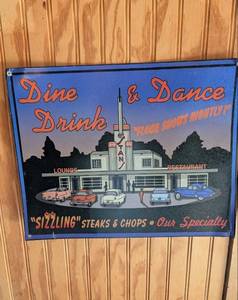 lot 591 image: 1950s Style Dine & Dance Restaurant Metal Sign