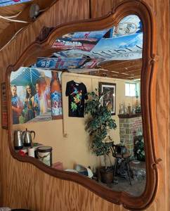 lot 592 image: Large Ornate Wood Framed Wall Mirror