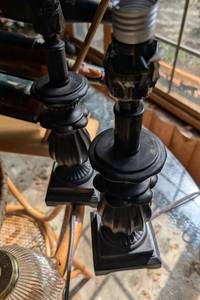 lot 615 image: Black Decorative Table Lamps with Square Bases