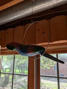 lot 616 image: Decorative Hanging Parrot Bird Figure with Metal Ring