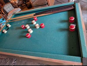 lot 617 image: Bumper Pool Table with Wood Cabinet Base