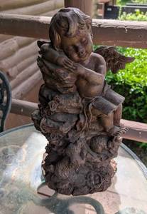 lot 631 image: Bronze painted  Cherub Garden Sculpture