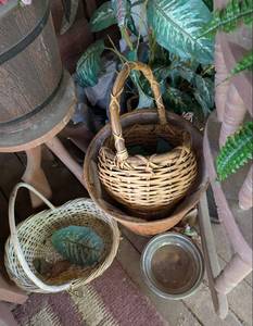 lot 651 image: Woven Wicker Basket Set with Handles