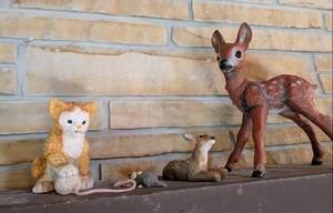 lot 546 image: Decorative Animal Figurine Collection - Cat, Mouse, Rabbit and Deer