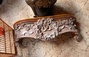 lot 554 image: Carved Wooden Wall Shelf with Floral Relief Design