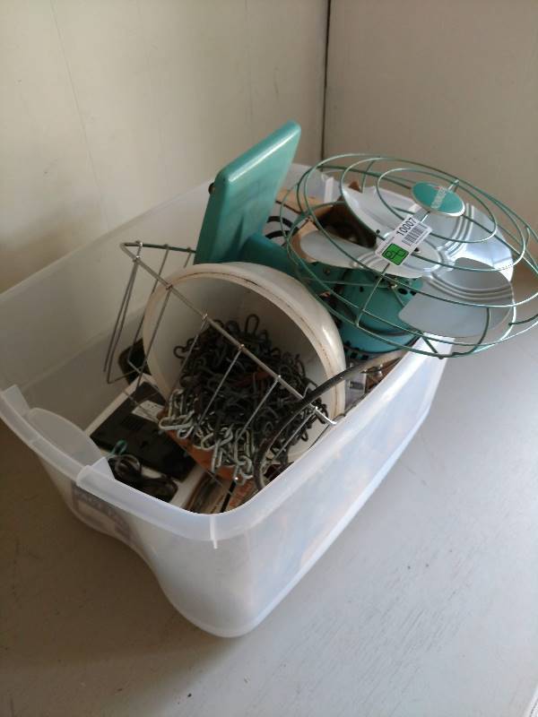 lot 10007 image: antique metal fan  chains  housewares