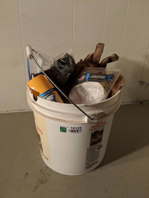 lot 10123 image: Buckets with gloves