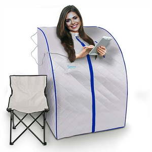 lot 9905 image: SereneLife Portable Relax Home Spa 1 Person Steam Sauna with Foot Heating Pad - Retail $228.82