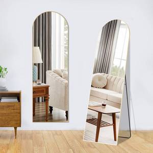 lot 9930 image: NEWBULIG 64x21 Full Length Floor Mirror, Wall Mounted Mirror Hanging or Leaning, Arched Floor Mirror for Living Room Cloakroom,Gold-Arched