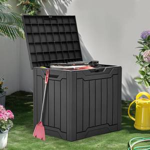 lot 9936 image: YITAHOME 31 Gallon Resin Deck Box Outdoor Storage Box and Waterproof Package Delivery Box with Lockable Lid for Patio Furniture, GardenTools, Pool Supplies, Black
