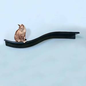 lot 9967 image: THE REFINED FELINE 60 Inch Lotus Branch Cat Shelf in Black Espresso Right Facing with Replaceable Carpet, Playing, Climbing, & Lounging Cat Shelves and Perches for Wall