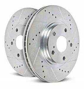 lot 9943 image: Power Stop AR8258XL & AR8258XR Rear Disc Brake Rotor Drilled and Slotted