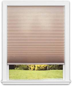 lot 35528 image: Redi Shade No Tools Easy Lift Trim-at-Home Cordless Pleated Light Filtering Fabric Shade Natural, 60 W x 64 L, (Fits windows 43- 60)