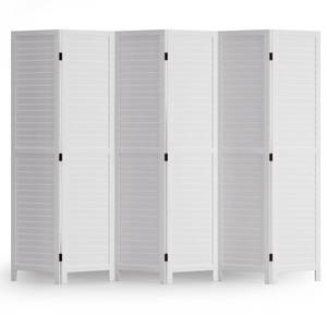 lot 35532 image: Room Divider 6 Panel Wood Privacy Screen Folding Partition Wall Room Dividers Freestanding White 5.57 FT Tall Divider for Room Separation - Retail $119.99