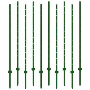 lot 35533 image: Fence Posts 7 Feet, Pack of 10, 3-4-5-6-7Ft Heavy Duty Garden Metal Steel Fence Post with U-Channel, No Dig Steel U Post Fencing for Lawn, Garden