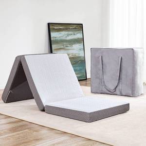 lot 35541 image: Kingfun Foldable Mattress 4 Inch Folding Mattress Tri-fold Gel Memory Foam Breathable with Storage Bag, Portable Floor Guest Bed Soft for Sleeping Camping, Gray, Queen Size