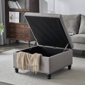 lot 35543 image: Polarisys Square Storage Ottoman Bench Ottoman Coffee Table Bench Oversized Coffee Table Ottoman Bench with Storage for Living Room