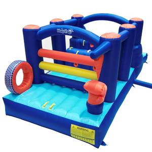 lot 35553 image: Hapcap 18 x 7.5 Inflatable Obstacle Course Bounce House for Big Kids,Wide Slide,2 Climbing Walls,Jumping Area,Simple Boxing Theme for Backyard Party