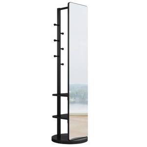 lot 35556 image: Rotaty Full Length Mirror, 19.6 x 68.8, Unique Solid Wood Oversized Floor Mirror with Coat Rack Easy to Dress Full Body Mirror for BedroomEntrywayLiving Room (Mirror Width 15.7in) (Black)