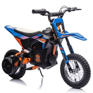lot 35557 image: 24V 7ah Kids Ride on Motorcycle,13.6MPH Fast Speed Electric Battery-Powered Off-Road Motocross with 250W Strong Motor, Chain-Driven,Leather Seat,Disc Brake,Air-Filled Tires (Blue)