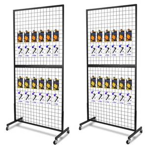 lot 35560 image: NectaCol Grid Wall Panels, 2 Packs 3x 6 Grid Wall Panels Stand with T-Base, Black Wire Gridwall Display Rack, Craft Show Display Rack, Art Gridwall Display Stand