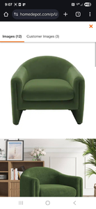 lot 35561 image: Modern Green Velvet Wood Frame Upholstered Accent Barrel Chair (Set of 1)