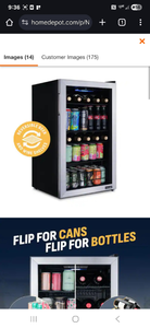 lot 35564 image: 19 in. Single Zone 126 (12 oz.) Cans, Beverage and Wine Cooler Fridge with Flip Shelf, in Stainless Steel
