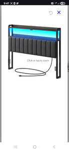 lot 35566 image: Headboard for Queen Size Bed with Storage 60 000 DIY Color of LED Light Head Board with USB & Type C Port Height Adjus