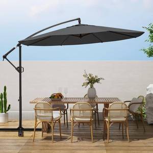 lot 35567 image: wikiwiki 10ft Patio Umbrellas Offset Outdoor Umbrella Cantilever Hanging Umbrellas wInfinite Tilt, Fade Resistant Waterproof RECYCLED FABRIC Canopy & Cross Base, for Yard, Garden & Deck, Dark Gray