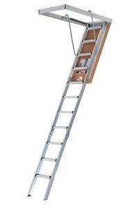 lot 35573 image: LITE 10-Foot Aluminium Attic Ladder 54 W x 22.5 H, 375-Pound Load Capacity, Type IAA, AP2240MS