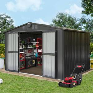 lot 35577 image: Domi Outdoor Storage Shed 10x8 FT, Metal Tool Sheds Storage House with Lockable Double Door,Large Bike Shed Waterproof for Garden,Backyard,Lawn (2 BOXES)