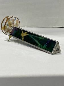 lot 1039 image: Vintage stained glass kaleidoscope with dual panes with pressed flowers