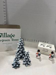 lot 1101 image: Dept. 56 snow village trees and snowmen
