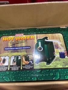 lot 1172 image: Coleman portable water heater new in box