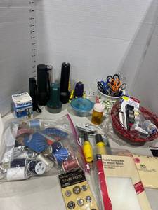 lot 1196 image: Flashlights, sewing supplies and more