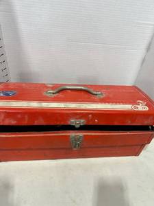 lot 1199 image: Tool box with various tools tool box is a little dented