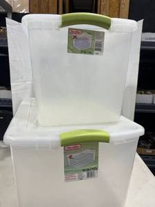 lot 1218 image: Sterilite containers 64 and 27 qt