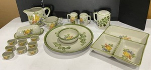 lot 2001 image: Louisville Stoneware serving pieces 9 pieces (bring packing heavy)