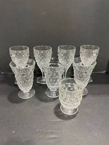 lot 2006 image: American Fostoria tall water goblets and pedestal tea glasses