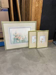 lot 2030 image: D Nichols pencil signed framed prints largest is 32 x 37 in