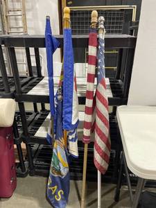 lot 2043 image: American, Kansas and KU flags