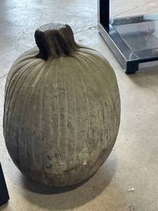 lot 3002 image: Concrete pumpkin approximately 16 in tall (very heavy)