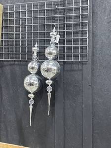 lot 3033 image: Large silver tone Christmas ornaments 36 in
