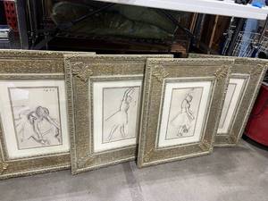 lot 3048 image: 4 framed wall decor one is signed 25x21